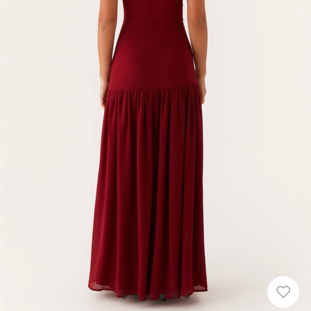 Burgundy Merlot Drop-waist Strapless Maxi Dress - Picture 2 of 5